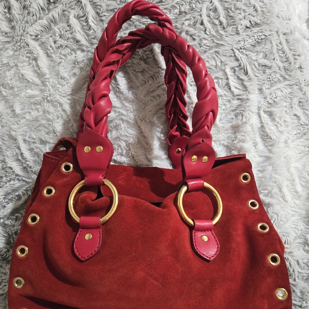 Dolce & Gabbana Red Suede Tote Bag